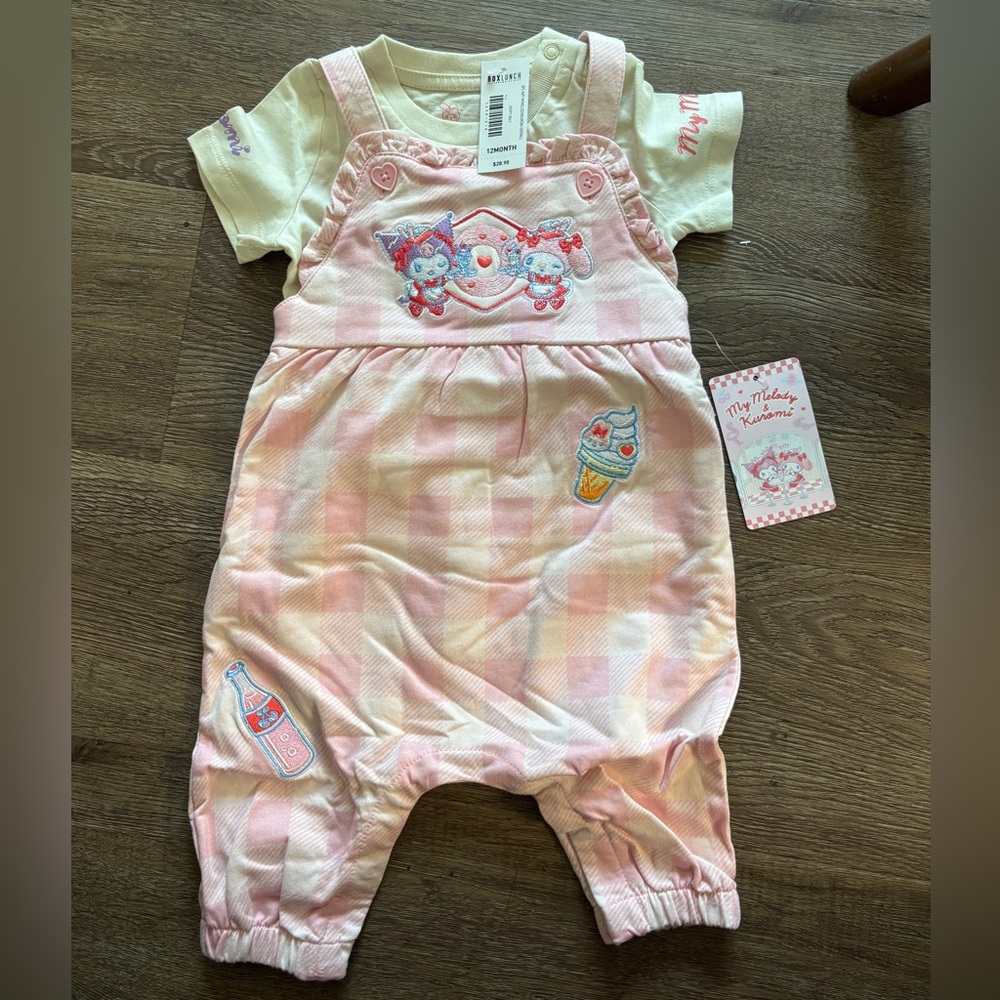 Kuromi & My melody overall & tee 2pc set , NWT Boxlunch for Baby size 12M